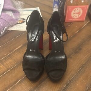 Christian Louboutin Black Heels with Ankle Straps